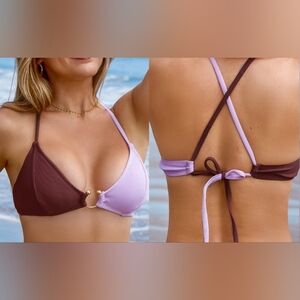 Cupshe Ribbed Triangle Color Combination Bikini Top